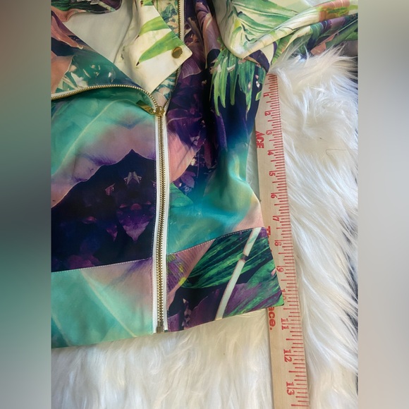 Jennifer Lopez Sz XS Green, Pink, White Palm Leaf Design Women’s Jacket - Picture 7 of 8